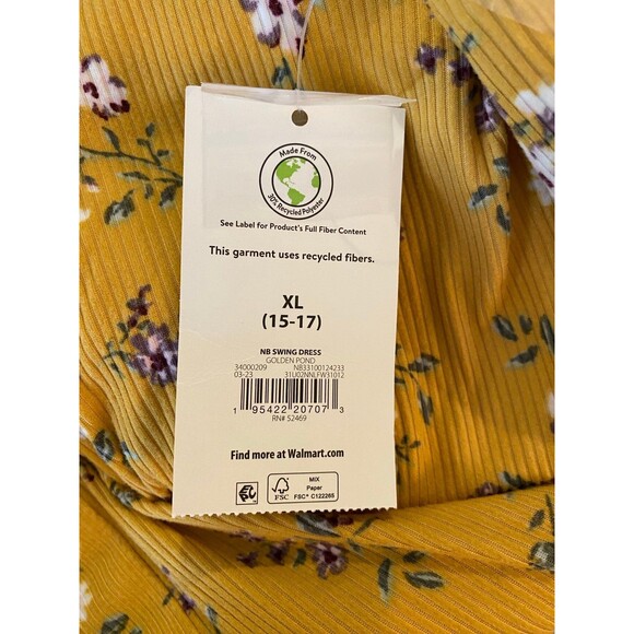 No Boundaries Boho Hippie Dress Gold Size XL 15-17 Off/On Shoulder NWT Smocked - Picture 8 of 12